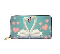 The Swan in Love, portafoglio con cerniera, portafoglio grande capacità, portafoglio lungo, portafoglio organizer multi-carte, unisex, Nero , Taglia unica