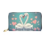 The Swan In Love - Portafoglio lungo da donna con cerniera, 19 x 10 cm, viene fornito con scomparti per carte di credito all'interno, leggero e resistente., nero, Taglia unica, moderno