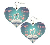 The Swan in love Stampe eleganti orecchini a forma di cuore leggeri accessori da donna perfetti per feste e San Valentino.