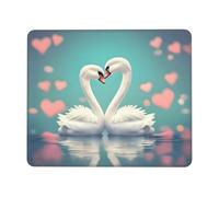 The Swan in Love, tappetino per mouse quadrato con base in gomma antiscivolo impermeabile per computer portatile da ufficio, mouse wireless per casa, ufficio e viaggi, 20 x 26,2 cm