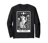 The Tabby Cat Grey Cat Tarocchi Carta Witchy Moon Maglia a Manica