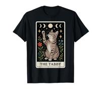 The Tabby Cat Grey Cat Tarocchi Carta Witchy Moon Maglietta