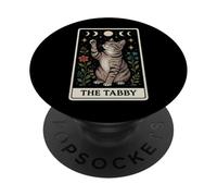 The Tabby Cat Grey Cat Tarocchi Carta Witchy Moon PopSockets PopGrip Adesivo