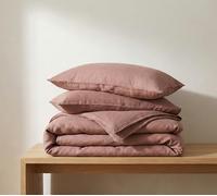 The Tangerine Store Set Copripiumino - Biancheria da Letto 100% Lino Puro, Comfort Traspirante e Termoregolante, Lusso Fatto a Mano - Argilla, Queen (Standard U.S.) (223,5 x 228,6 cm)