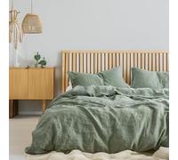 The Tangerine Store Set copripiumino - Biancheria da letto in misto cotone, traspirante, prelavato e ipoallergenico, verde salvia, king size (standard USA) (259 x 228,6 cm)