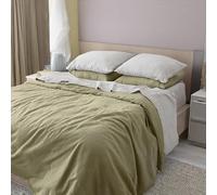 The Tangerine Store Set copripiumino - Biancheria da letto misto cotone, traspirante, prelavato e ipoallergenico - verde pistacchio, Queen (US Standard) (223,5 x 228,6 cm)