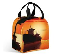 The Tanker Ship on Red Sunrise - Borsa termica per il pranzo, grande capacità, a prova di perdite, isolata, per donne e uomini, borsa termica portatile per ufficio, viaggi e picnic