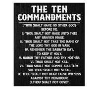The Ten Commandments Poster Inspirational Christian Bible Verses Rustic Wall Decor Religious Gift(Framed,16x24inch(40x60cm))