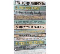 The Ten Commandments - Targa in metallo con i 10 comandamenti, decorazione artistica da parete, 20 x 30 cm