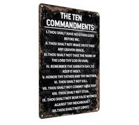 The Ten Commandments - Targa in metallo da parete, con versi della Bibbia, stile retrò, cristiano, per chiesa, casa, camera da letto, regalo, 20 x 30 cm