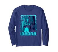 The Texas Chainsaw Massacre Retro Blue Leatherface Horror Maglia a Manica
