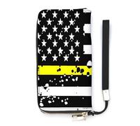 The Thin Yellow Line Flag Slim Wallet per le donne borsa lunga carino pochette da polso borsetta porta carte, Stile:, 20x10.5cm