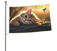 The Thinking Cat 2x3 - Bandiera double-face resistente e decorativa, ideale per giardino, camera da letto e decorazione per feste