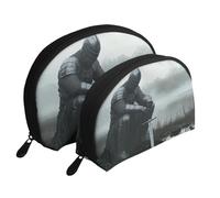The Three-Dimensional Knight Kneels Printed Makeup Bags 2 Pezzi Portatile Shell Travel Toiletry Bag, bianco, Taglia unica
