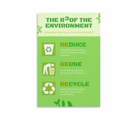 The Three Rs Principles Reduce Reuse Recycle Canvas Wall-Art Poster For School Classroom Nursery Eco Decor(Unframed,16x24inch(40x60cm))
