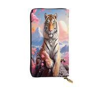 The Tiger goes up the mountain - Portafoglio lungo in pelle da donna, 12 scomparti per carte di credito, tasca per monete con cerniera, scomparti per contanti, elegante borsa a mano