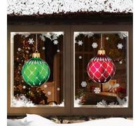 The Tile Sticker Company 2 fogli giganti di palle rosse e verdi di Natale in vetro colorato palla di neve adesivi per finestre aggrappati