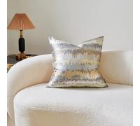 THE-TINOART Federa per cuscino in jacquard glitterato, 45 x 45 cm, colore oro e argento, per divano, sedia, camera da letto, soggiorno, 1 pezzo, colore: oro e grigio