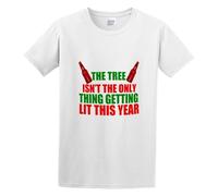The Tree Isn't The Only Thing Getting Lit This Year Christmas Men's T-Shirt Unisex White Cotton Print Tee Shirts S