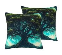 The Tree Of Life Has Celestial and Natural Scenes - Federa in tessuto misto lino, con cerniera invisibile, per divano, letto, casa, ufficio, 61 x 61 cm