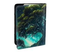 The Tree of Life has Celestial and Natural Scenes Printed Passport Holder,Travel PU Leather passaporto custodia organizer per uomini e donne, 16,5 cm, Nero , Taglia unica