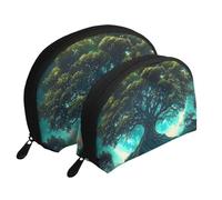 The Tree of Life has Celestial and Natural Scenes - Trousse da viaggio con motivo stampato in 2 pezzi, bianco, Taglia unica
