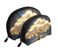 The Tree of Life is Luminous Printed Makeup Bags 2 pezzi portatile Shell Travel Toiletry Bag, bianco, Taglia unica