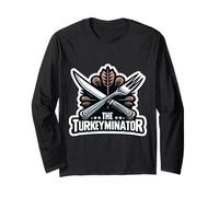 The Turkeyminator Divertente Giorno del Ringraziamento Turchia Dinner Pun Joke Maglia a Manica