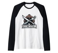 The Turkeyminator Divertente Giorno del Ringraziamento Turchia Dinner Pun Joke Maglia con Maniche Raglan