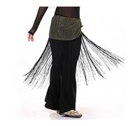 The Turkish Emporium Sciarpa per Danza del Ventre, Lunga Nappa, con Frangia Lucida, Lunghezza Intera, Nero, Taglia Unica