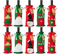 THE TWIDDLERS - 10 sacchetti regalo per vino, copribottiglie con coulisse e cartellini regalo, decorazioni riutilizzabili per feste natalizie - 5 diversi design