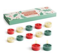 THE TWIDDLERS - 12 Confezioni di Candele Natalizie Tealight - 4 rosse, 4 Verde Scuro, 4 Bianche - Perfette per Decorazioni Natalizie, Tavole e Centrotavola - Supporti Resistenti al Calore