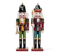 THE TWIDDLERS 2 grandi figure di schiaccianoci in legno, 30 cm, decorazione natalizia classica