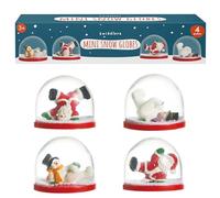 THE TWIDDLERS - 4 mini globi di neve natalizi con disegni festosi per riempire calze, sacchetti regalo per feste, ornamenti festivi, decorazioni - 6 cm (2 pupazzi di neve e 2 Babbi Natale)