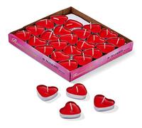 THE TWIDDLERS 50 candele riscaldatore piatto amore cuore rosso per matrimoni, San Valentino, Natale, decorazione e feste, 3,8 cm, senza fumo, 50 pezzi