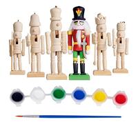 THE TWIDDLERS 6 Dipingi il tuo Schiaccianoci (13 cm) - Con adesivi, Barbe e Capelli da Aggiungere - Decorazioni Natalizie Fai da te in Legno