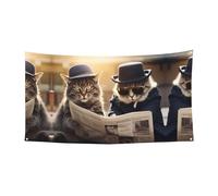 The two cool cats. Bandiera stampata da appendere - 177,8 x 88,9 cm - Festone natalizio per festa di Natale - 180 x 90 cm