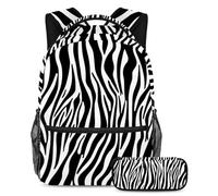 The Ultimate School Essentials, set di 2 zaini per bambini per ragazzi, ragazze e adolescenti, strisce zebrate, Multicolore, B:29.4x20x40cm P:19x7.5x3.8cm, Zaini Daypack
