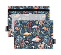 The Underwater World, astuccio per raccoglitore a 3 anelli, con cerniera, con finestra trasparente, per ufficio, confezione da 2, Multicolore, one sizex2, Astuccio per matite