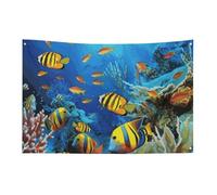 The Underwater World - Bandiera con pesci tropicali, 0,9 x 1,5 m, non sbiadisce, bandiera di benvenuto, giardino, cortile, bandiera, decorazione per la casa