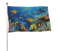 The Underwater World - Bandiera con pesci tropicali, 61 x 88,9 cm, stampa su entrambi i lati, bandiera decorativa da giardino, non sbiadisce, con occhielli in ottone, sfondo fotografico da appendere