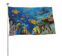 The Underwater World - Bandiera con pesci tropicali, 89 x 150 cm, stampa su entrambi i lati, bandiera decorativa da giardino, non sbiadisce, con occhielli in ottone, sfondo fotografico da appendere