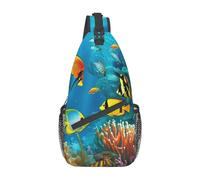 The Underwater World, borsa a tracolla leggera con pesci tropicali, borsa a tracolla, zaino sportivo per donne e uomini, nero, taglia unica, Come nella foto, Taglia unica, Zaino da escursionismo