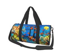 The Underwater World, borsone da viaggio con stampa di pesci tropicali, borsa da palestra pieghevole, borsa da palestra da donna, borsa da viaggio grande per sport e viaggi, Nero , Taglia unica
