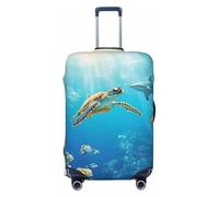 The Underwater World of Coral Reefs, copertura elastica per valigia, con stampa di squali e pesci pappagallo, antigraffio, Nero , S