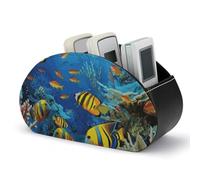 The Underwater World - Porta telecomando a forma di pesce tropicale, impermeabile, in pelle PU, organizer da scrivania, con 5 scomparti, per telecomandi TV, controller multimediali, ufficio