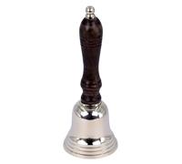 THE Unltd India Campanello a mano in ottone massiccio con manico in legno, super forte, per scuola, con battacchio in ottone, per hotel, ricevimenti, cene, biblioteca, pub, scuola, giochi con animali