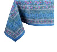 THE Unltd India Tovaglia rettangolare blu cobalto 152,4 x 228,6 cm, 100% cotone, stampa floreale, tovaglia per tavolo da pranzo, 8 posti, matrimoni, feste, cene all'aperto, decorazione per grandi