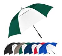 The Vented Tornado 64" Large Oversize Windproof Automatic Open Golf Umbrella, Heavy Duty Thick Fiberglass Ribs Wind Vent Portable 2 Person Golf Umbrella for Men and Women - Hunter Green/White
