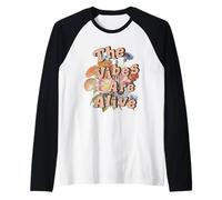 The Vibes Are Alive with Retro Flowers Maglia con Maniche Raglan